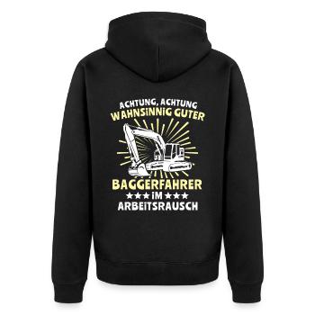 Baggerfuehrer Baggerfahrer - Unisex Premium Bio Zip Hoodie - Schwarz - Hinten - Nico (187cm)