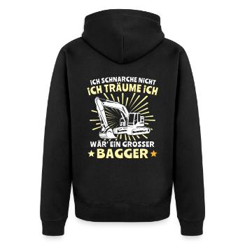 Baggerfuehrer Baggerfahrer - Unisex Premium Bio Zip Hoodie - Schwarz - Hinten - Nico (187cm)
