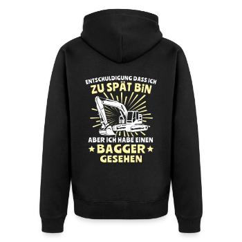 Baggerfuehrer Baggerfahrer - Unisex Premium Bio Zip Hoodie - Schwarz - Hinten - Nico (187cm)