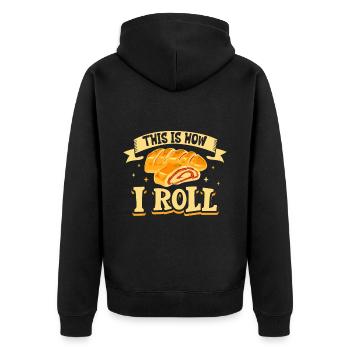 This is how I roll - Stromboli - Unisex Premium Bio Zip Hoodie - Schwarz - Hinten - Nico (187cm)
