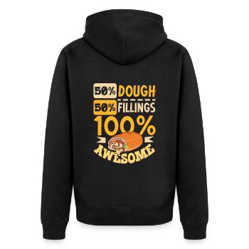 100 Prozent lecker - Stromboli - Unisex Premium Bio Zip Hoodie - Schwarz - Hinten - Nico (187cm)