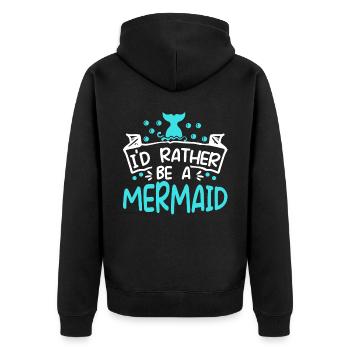 Ich wäre lieber eine Meerjungfrau Mythos Folklore Aquatisch - Unisex Premium Bio Zip Hoodie - Schwarz - Hinten - Nico (187cm)