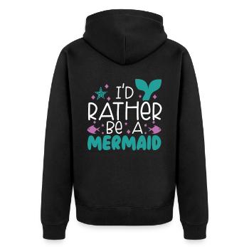 Ich wäre lieber eine Meerjungfrau Mythos Folklore Aquatisch - Unisex Premium Bio Zip Hoodie - Schwarz - Hinten - Nico (187cm)