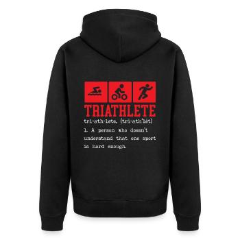 Triathlon Athlet Triathlet Schwimmen Radlauf - Unisex Premium Bio Zip Hoodie - Schwarz - Hinten - Nico (187cm)