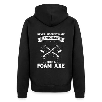 Larping quote for role-playing games and Larper - Unisex Premium Organic Zip Hoodie - black - Back - Nico (187cm)