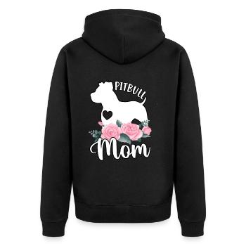 Pitbull Mom - Unisex Premium Organic Zip Hoodie - black - Back - Nico (187cm)
