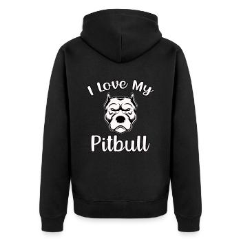 I love my pitbull - Unisex Premium Bio Zip Hoodie - Schwarz - Hinten - Nico (187cm)