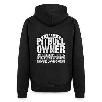 I am a pitbull owner - Unisex Premium Organic Zip Hoodie - black - Back - Nico (187cm)