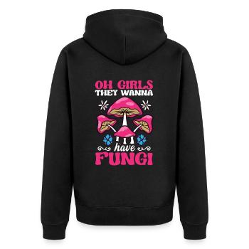 Oh les filles, ils veulent avoir des champignons butineurs de champignons - Veste à capuche bio Premium Unisexe - noir - Dos - Nico (187cm)
