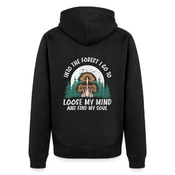 Into The Forest I Go Foraging Mushroom Hunting - Unisex Premium Bio Zip Hoodie - Schwarz - Hinten - Nico (187cm)