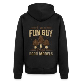 I'm A Fun Guy With Good Morels Foraging Mushroom - Unisex Premium Bio Zip Hoodie - Schwarz - Hinten - Nico (187cm)