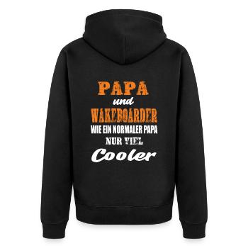 Papa und Wakeboarder Wakeboarding Waker - Unisex Premium Bio Zip Hoodie - Schwarz - Hinten - Nico (187cm)