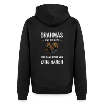 Brahma Hühner I Chicken Geflügel Motiv für - Unisex Premium Bio Zip Hoodie - Schwarz - Hinten - Nico (187cm)