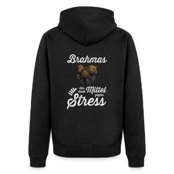 Brahma Hühner I Chicken Geflügel Motiv für - Unisex Premium Bio Zip Hoodie - Schwarz - Hinten - Nico (187cm)