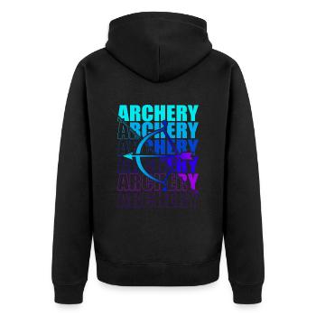 Bogensport Bogenschütze Bogenschießen Pfeil Bogen - Unisex Premium Bio Zip Hoodie - Schwarz - Hinten - Nico (187cm)