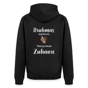Brahma Hühner I Chicken Geflügel Motiv für - Unisex Premium Bio Zip Hoodie - Schwarz - Hinten - Nico (187cm)