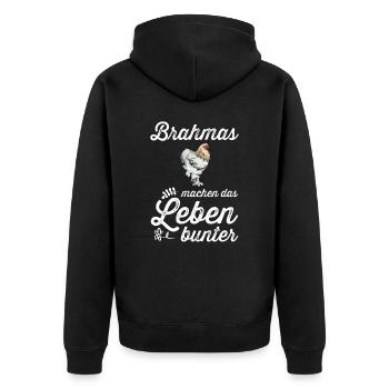 Brahma Hühner I Chicken Geflügel Motiv für - Unisex Premium Bio Zip Hoodie - Schwarz - Hinten - Nico (187cm)