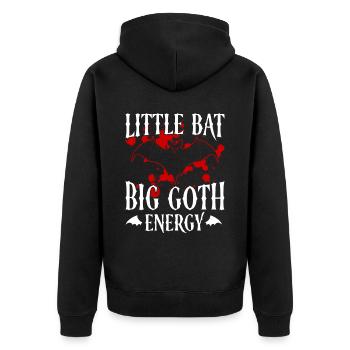 Baby Fledermaus Gothic Goth Grufti Spruch - Unisex Premium Bio Zip Hoodie - Schwarz - Hinten - Nico (187cm)