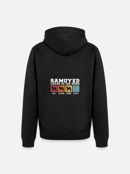 Samoyède écoute la parole - Veste à capuche bio Premium Unisexe - noir