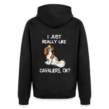 I Just Really Like Cavaliers - Unisex Premium Organic Zip Hoodie - black - Back - Nico (187cm)