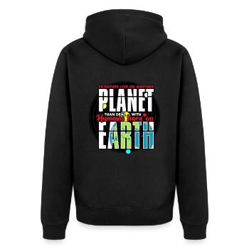 I'd Rather Live On Another Planet - Unisex Premium Organic Zip Hoodie - black - Back - Nico (187cm)