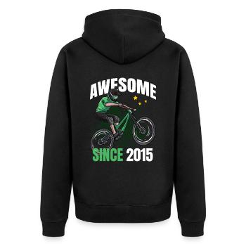 Awesome Since 2015 - 8th Mountain Bike Birthday - Unisex Premium Organic Zip Hoodie - black - Back - Nico (187cm)