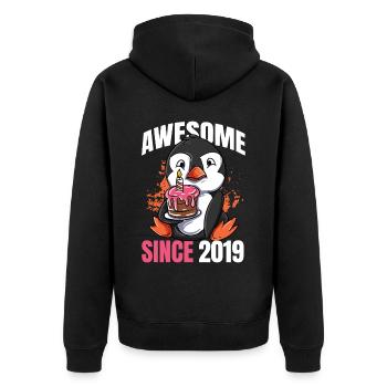 Génial depuis 2019 - 4ème anniversaire de pingouin - Veste à capuche bio Premium Unisexe - noir - Dos - Nico (187cm)