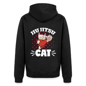 Brazilian Jiu Jitsu MMA Bjj Hugger - Unisex Premium Bio Zip Hoodie - Schwarz - Hinten - Nico (187cm)