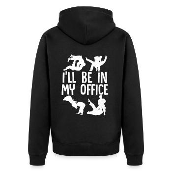 Brazilian Jiu Jitsu MMA Bjj Hugger - Unisex Premium Bio Zip Hoodie - Schwarz - Hinten - Nico (187cm)