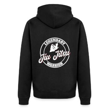 Brazilian Jiu Jitsu MMA Bjj Hugger - Unisex Premium Bio Zip Hoodie - Schwarz - Hinten - Nico (187cm)