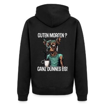Arbeit Lustig Spruch Geschenk Tasse Kollege Arbeit - Unisex Premium Bio Zip Hoodie - Schwarz - Hinten - Nico (187cm)
