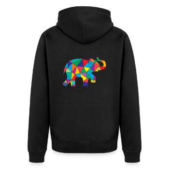 Low Poly Elephant Geometry Elephant - Unisex Premium Organic Zip Hoodie - black - Back - Nico (187cm)