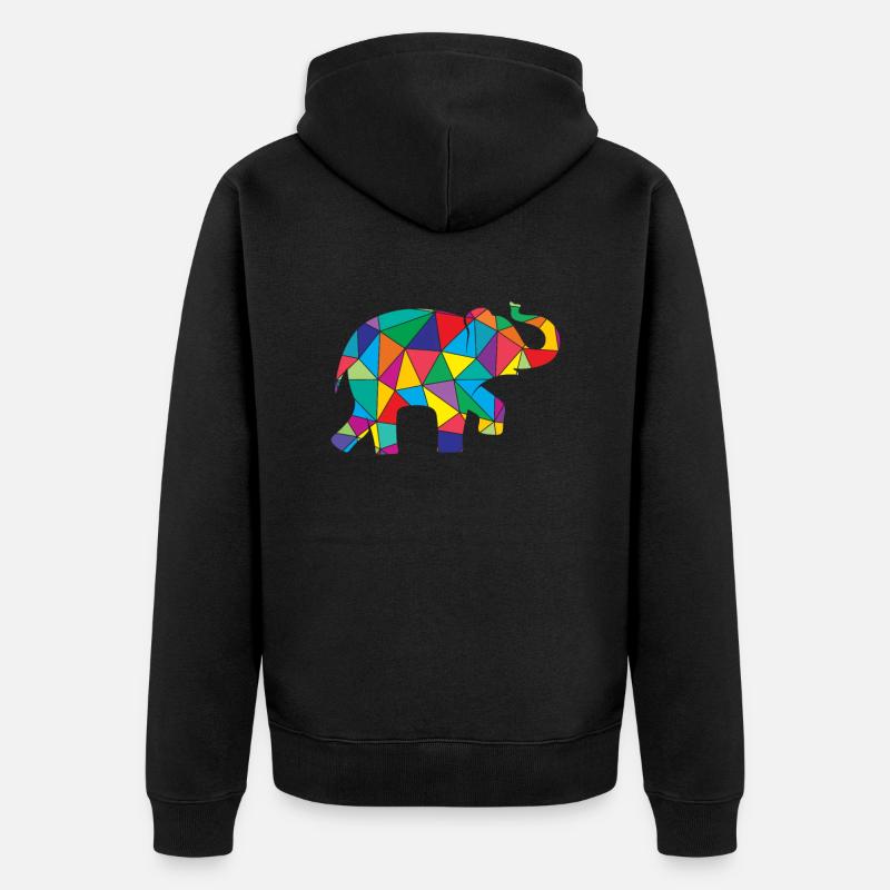 Low Poly Elephant Géométrie Éléphant - Veste à capuche bio Premium Unisexe - noir