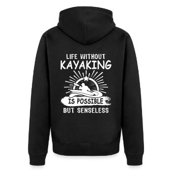 Kayaker Kayaking - Unisex Premium Organic Zip Hoodie - black - Back - Nico (187cm)