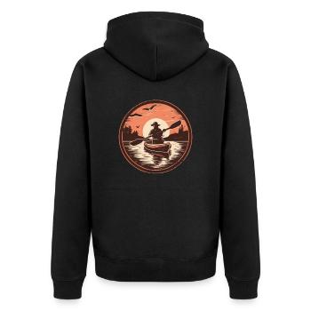Kanu Canadier-Canoe Kajak Paddle-Canoe - Unisex Premium Bio Zip Hoodie - Schwarz - Hinten - Nico (187cm)