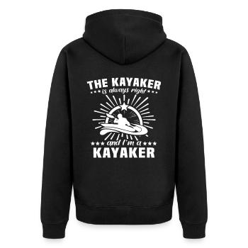 Kayaker Kayaking - Unisex Premium Organic Zip Hoodie - black - Back - Nico (187cm)