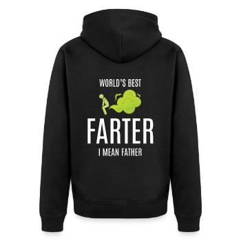 Worlds Best Farter Furz Papa Vater - Unisex Premium Bio Zip Hoodie - Schwarz - Hinten - Nico (187cm)