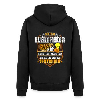 Electrician saying tired finished - Unisex Premium Organic Zip Hoodie - black - Back - Nico (187cm)