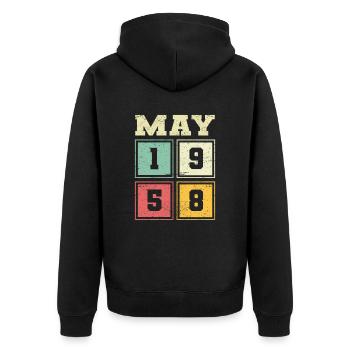 65th Birthday May Vintage 1958 Vintage - Unisex Premium Organic Zip Hoodie - black - Back - Nico (187cm)