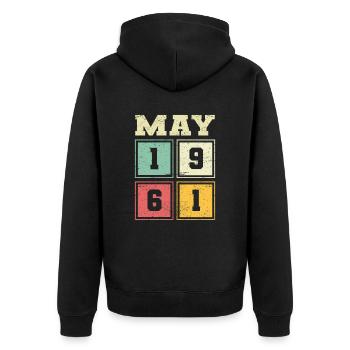 62ème Anniversaire Mai Millésime 1961 Millésime - Veste à capuche bio Premium Unisexe - noir - Dos - Nico (187cm)
