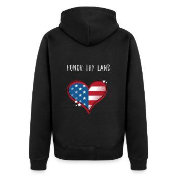 Honor Thy Land 4th of July Patriotic Fourth of - Unisex Premium Organic Zip Hoodie - black - Back - Nico (187cm)