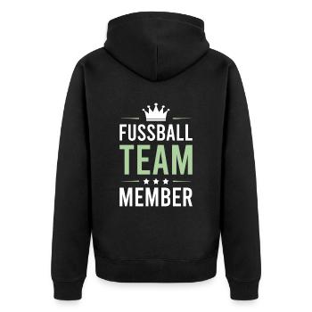 Fussball Team - Unisex Premium Bio Zip Hoodie - Schwarz - Hinten - Nico (187cm)