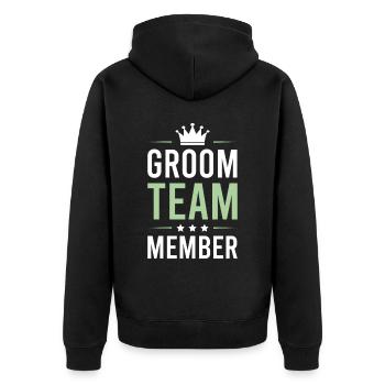 Groom Team - Unisex Premium Bio Zip Hoodie - Schwarz - Hinten - Nico (187cm)