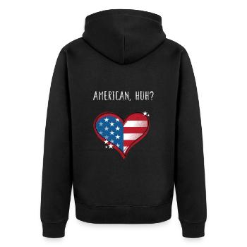 American Huh Independence 4th of July Freedom - Unisex Premium Organic Zip Hoodie - black - Back - Nico (187cm)