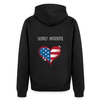 Subtly Patriotic American Proud USA Confident - Unisex Premium Organic Zip Hoodie - black - Back - Nico (187cm)