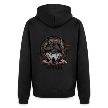 Vieux Norse Ragnarok Loup Dieu Fenrir Divinité Viking - Veste à capuche bio Premium Unisexe - noir - Dos - Nico (187cm)
