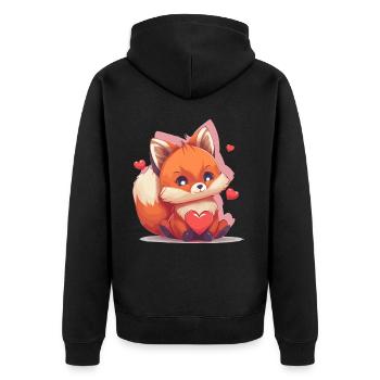 Mignon Saint-Valentin Day Fox Kawaii Aquarelle Animal - Veste à capuche bio Premium Unisexe - noir - Dos - Nico (187cm)
