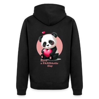 Have a Pandastic Day Cute Valentines Day Panda Hea - Unisex Premium Bio Zip Hoodie - Schwarz - Hinten - Nico (187cm)