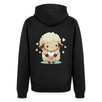 Kawaii Sheep Valentines Day Heart Designs Cute She - Veste à capuche bio Premium Unisexe - noir - Dos - Nico (187cm)