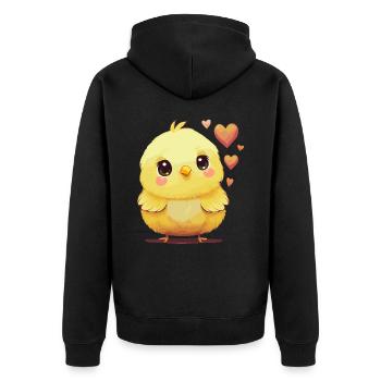 Mignon poussin Saint-Valentin Heart Farm Animal Chicke - Veste à capuche bio Premium Unisexe - noir - Dos - Nico (187cm)